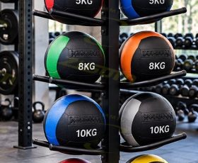 Stalak za medicinke Wall Ball i Slam Ball – dvostrani model sa loptama